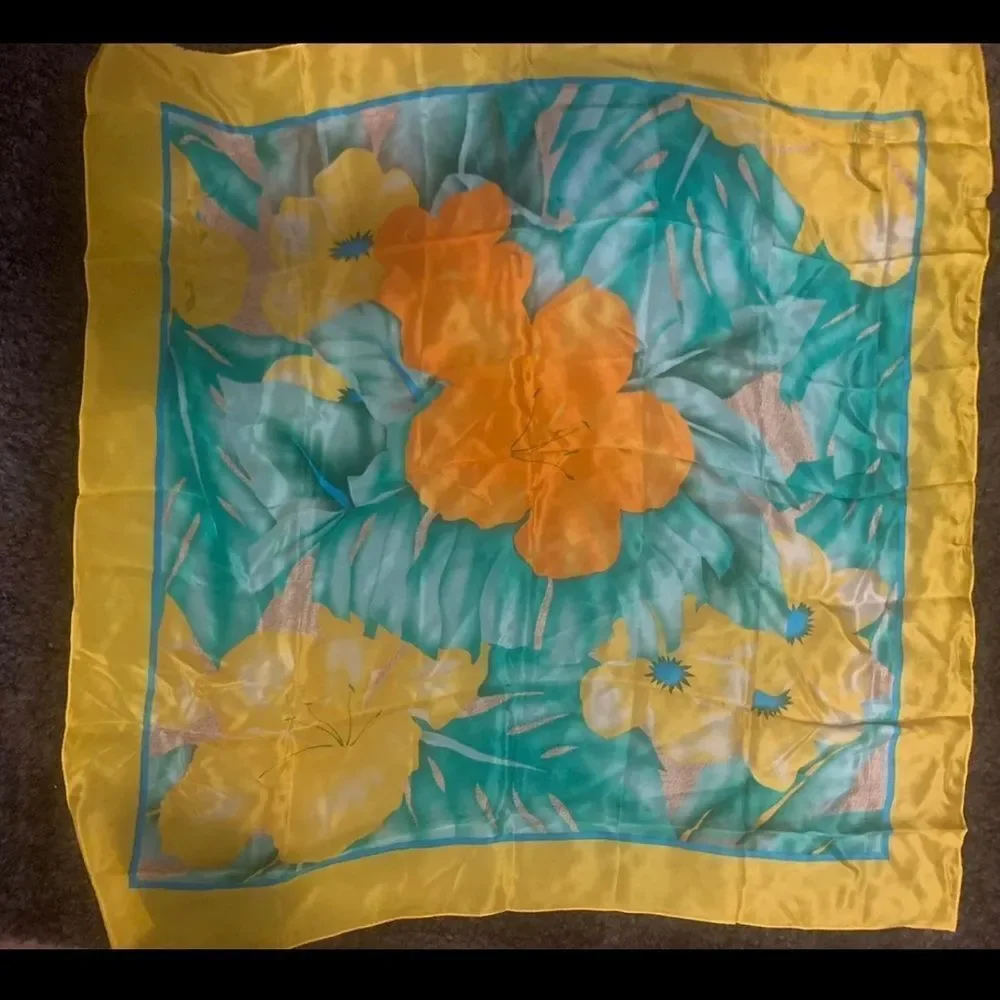 7 100% Silk Chance Encounters  Floral Vintage Japanese Scarf Wraps.